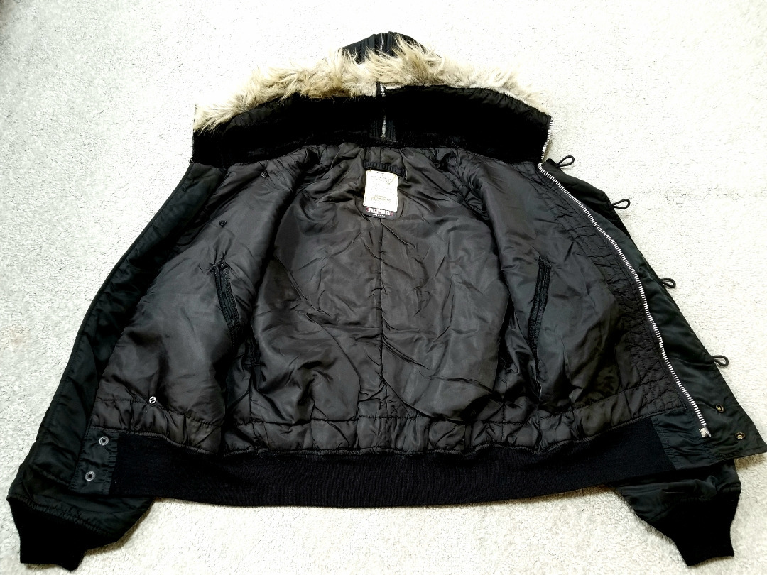 美品 90s USA製 ALPHA N-2B フライトジャケット 黒 L アメリカ製