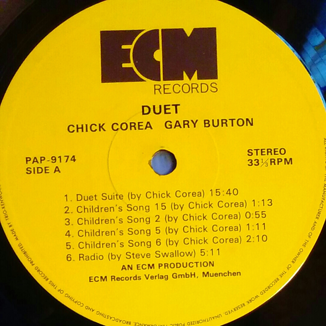 チック・コリア　ゲーリーバートン　'ラ・フィエスタ・パート2' DUET LP レコード PAP-9174 ECM _画像4