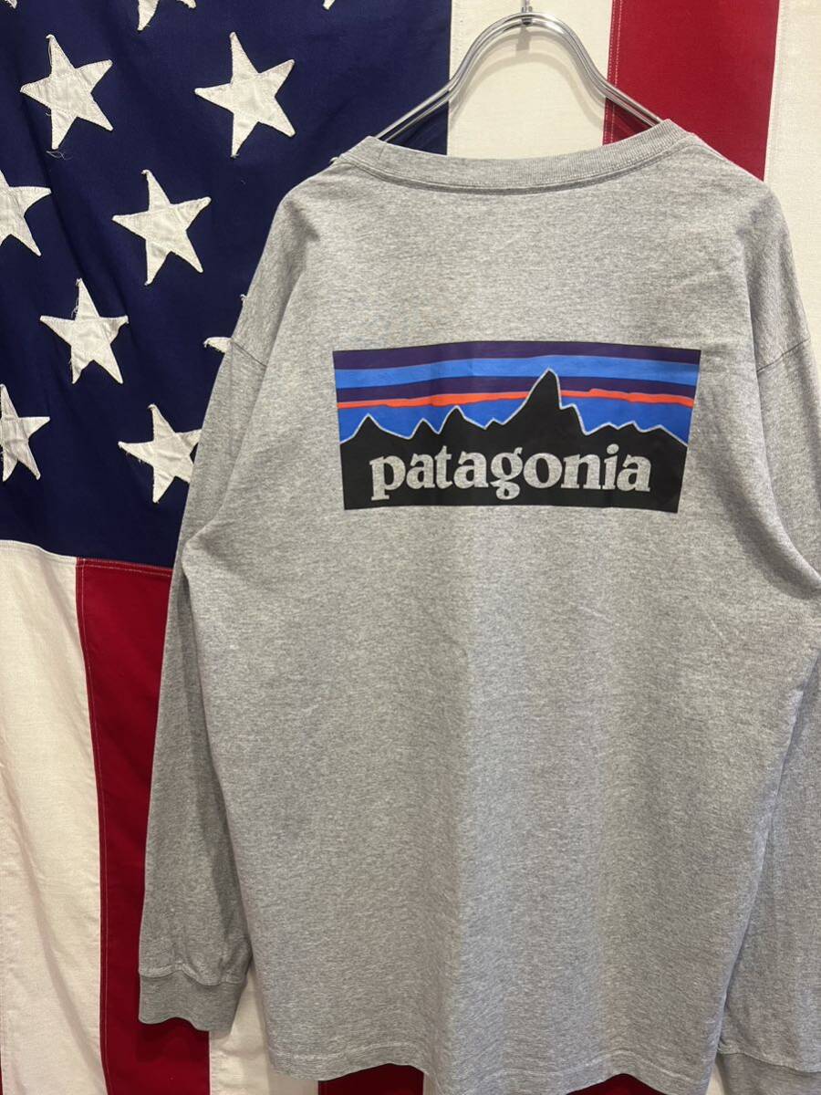 ★patagonia★パタゴニア★P-6ロゴレスポンシビリティー★長袖Tシャツ★ロンＴ★バックプリント★ビッグロゴ★霜降りグレー★Lサイズ★