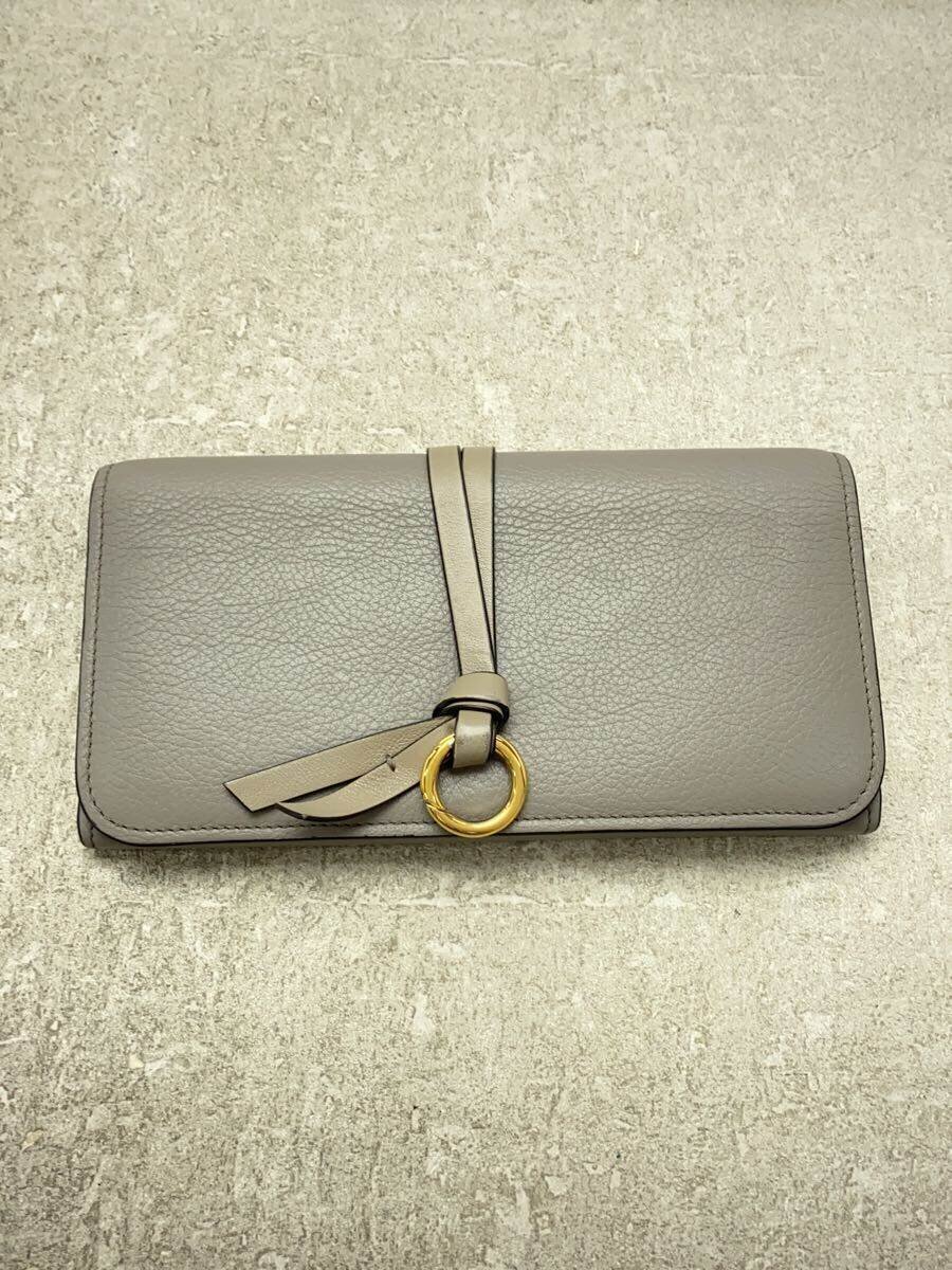 Chloe◇2つ折り財布/レザー/グレー/灰色/無地/レディース/ - 長 Chloe◇2つ折り財布/レザー/グレー/灰色/無地/レディース/ - 長