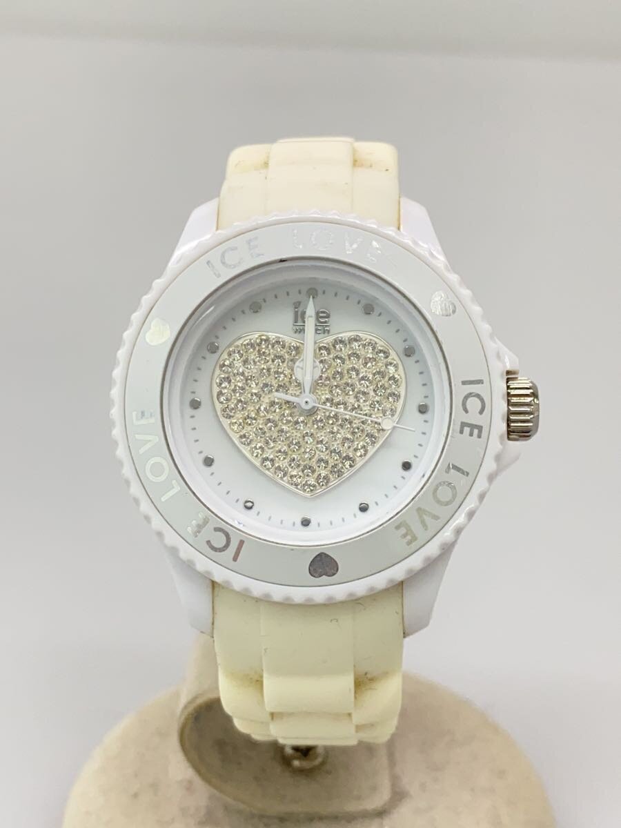 ice watch◆クォーツ腕時計/アナログ/ラバー/WHT/WHT//