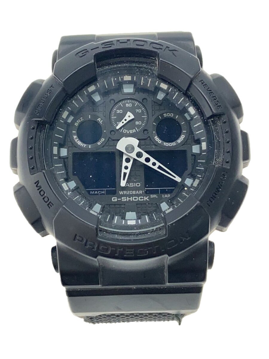 CASIO◆クォーツ腕時計・G-SHOCK/デジアナ/キャンバス/BLK/BLK