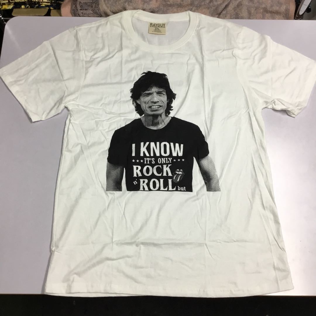 DBRD1♪ バンドデザインTシャツ XXLサイズ ミックジャガー ローリングストーンズ MICK JAGGER THE ROLLING STONES 白