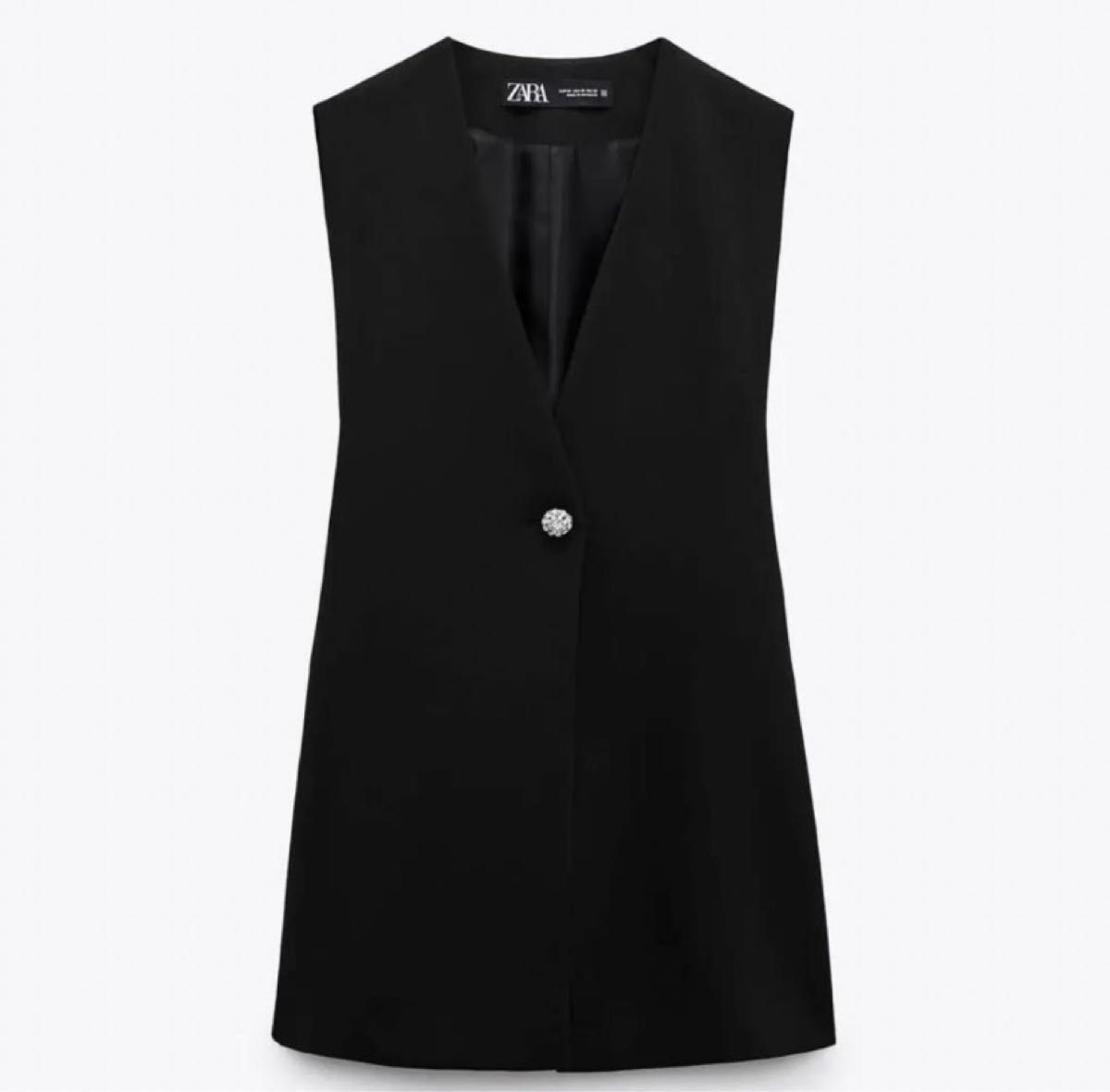 ZARA ザラ ラインストーン ボタン ロング ベスト ジレ ブラック ZARA ザラ ラインストーン ボタン ロング ベスト ジレ ブラック