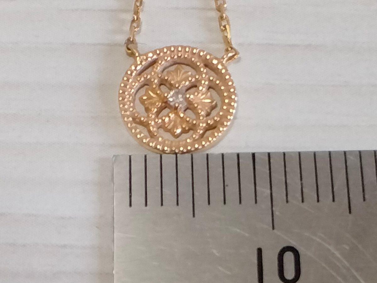 agate アガット K18 × K14 透かし サークル ネックレス 0 01ct agate アガット K18 × K14 透かし サークル ネックレス 0 01ct