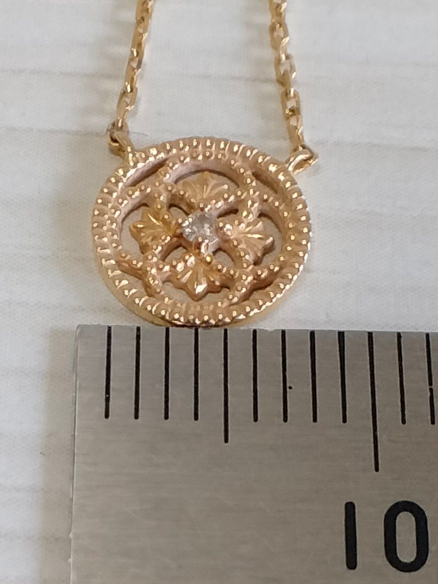 agate アガット K18 × K14 透かし サークル ネックレス 0 01ct agate アガット K18 × K14 透かし サークル ネックレス 0 01ct