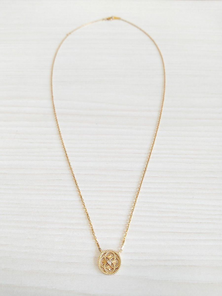 agate アガット K18 × K14 透かし サークル ネックレス 0 01ct agate アガット K18 × K14 透かし サークル ネックレス 0 01ct