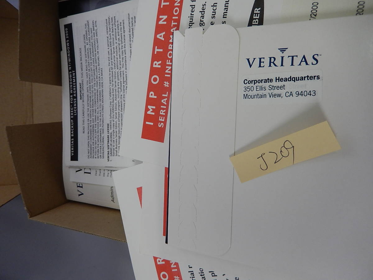 J209#中古　VERITAS　Backup Exec for Windows NT and Windows 2000 Version 8.6　リカバリー　サーバー_画像3