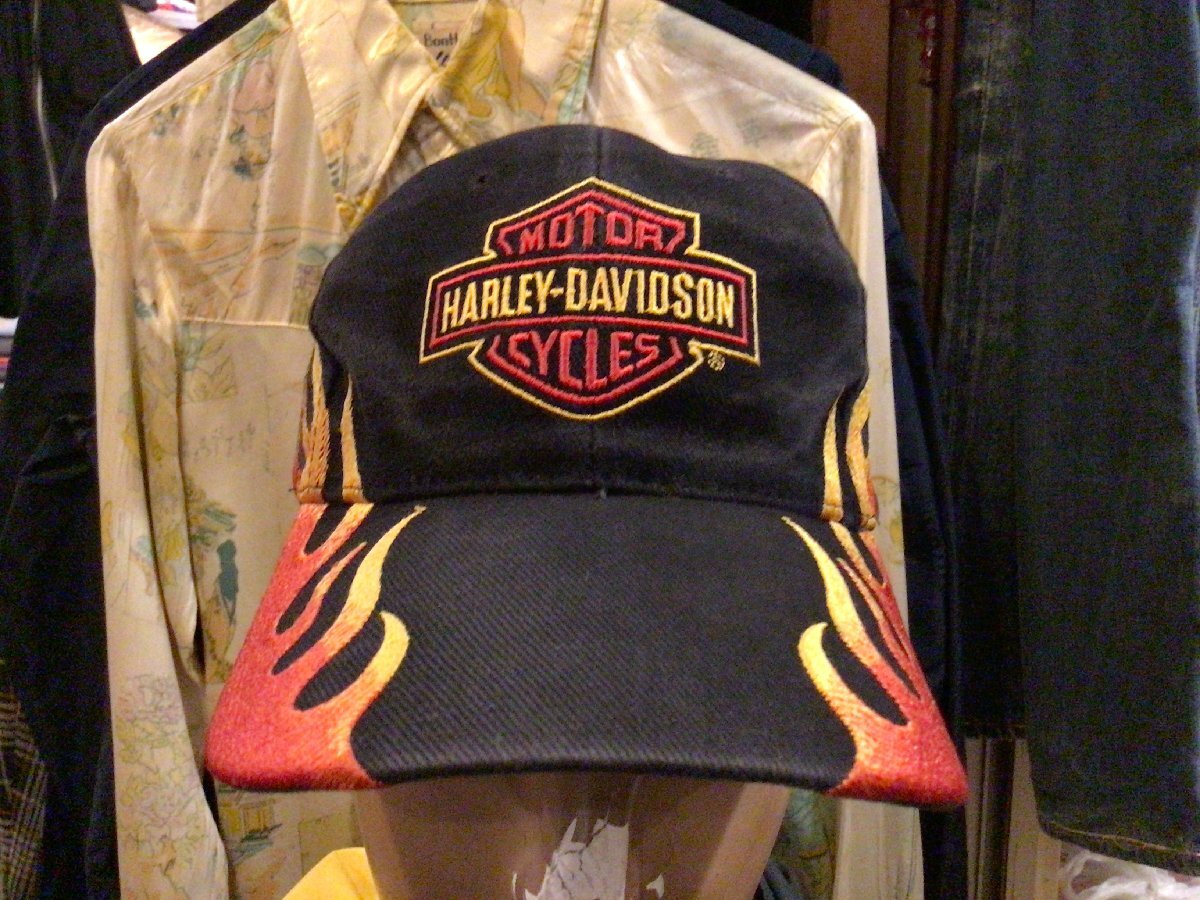 harley-davidson ファイヤーパターン キャップ 90'S HARLEY DAVIDSON FIRE PATTERN 6PANEL CAP SIZE FREE