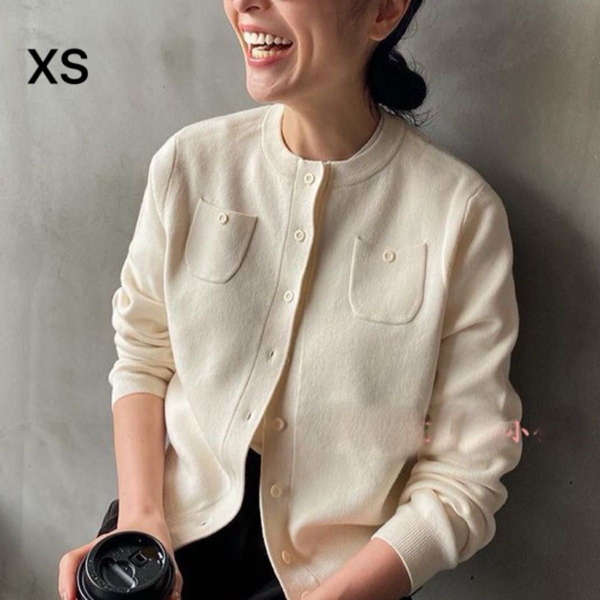 新品 CABaN コットンカシミヤ クルーネックカーディガン XS 新品 CABaN コットンカシミヤ クルーネックカーディガン XS