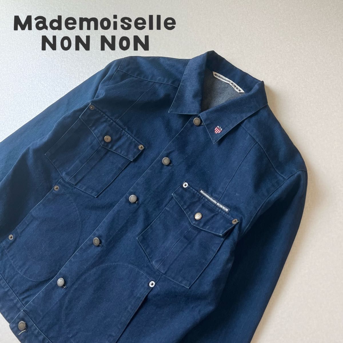 【未使用・タグ付】Mademoiselle NON NON 刺繍入り Gジャン Mademoiselle NON NON マドモアゼルノンノン デニムジャケット