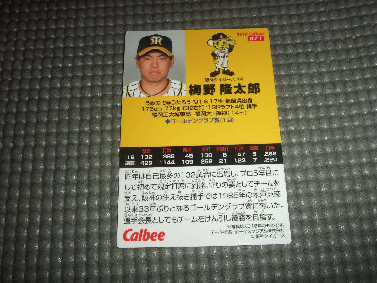 カルビーポテトチップス 野球カード 2018 阪神タイガース 梅野隆太郎_画像2