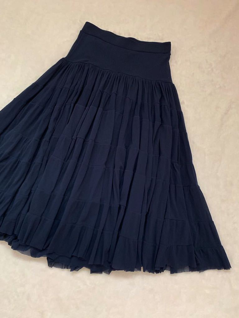 Jean Paul GAULTIER SOLEIL sizeS Italy made tia-do long skirt Jean paul (pole) Gaultier power net navy navy blue 