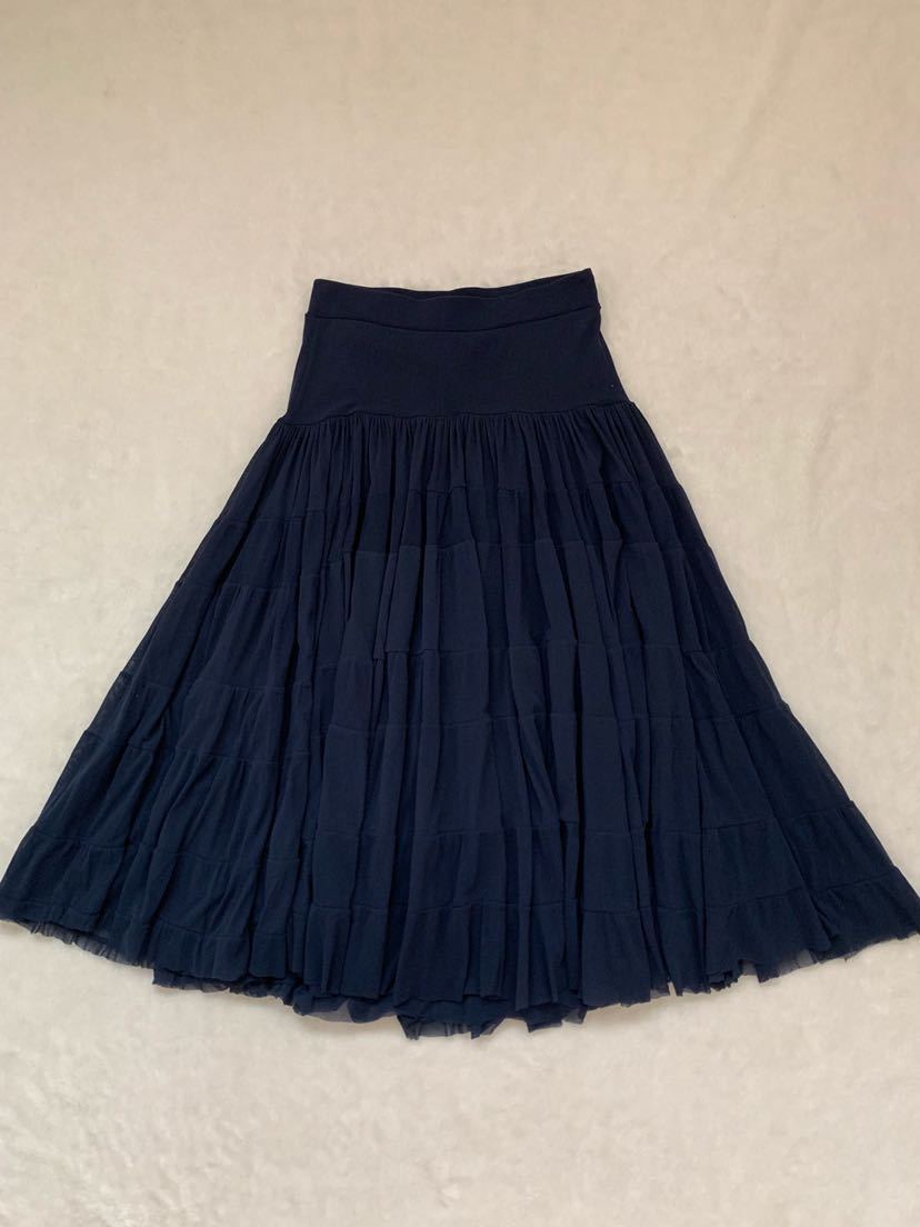 Jean Paul GAULTIER SOLEIL sizeS Italy made tia-do long skirt Jean paul (pole) Gaultier power net navy navy blue 