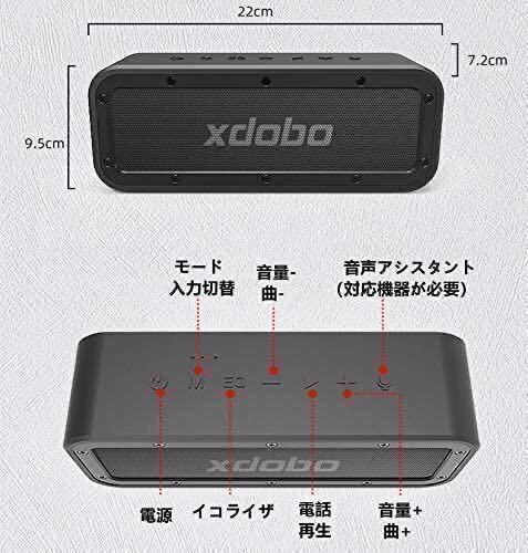 xdobo ブルートゥーススピーカー Bluetoothスピーカー ワイヤレススピーカー スマホスピーカー 50w大音量 ステレオ 重低音 防水 高音質