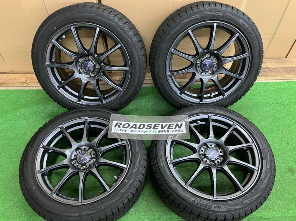 ☆205/50R17 93Q IG70 2022年製ヨコハマ アイスガードiG70バリ山中古冬タイヤホイールセット☆17×7.5J+48/5/100ハブ径73㍉4本SET送料無料