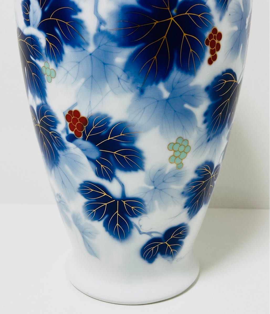 深川製磁 花瓶 金彩 瑠璃 葡萄 大型 飾り壺 14号 38cm|Yahoo 深川製磁 花瓶 金彩 瑠璃 葡萄 大型 飾り壺 14号 38cm|Yahoo