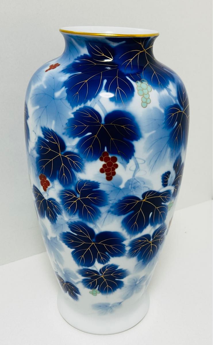 深川製磁 花瓶 金彩 瑠璃 葡萄 大型 飾り壺 14号 38cm|Yahoo 深川製磁 花瓶 金彩 瑠璃 葡萄 大型 飾り壺 14号 38cm|Yahoo