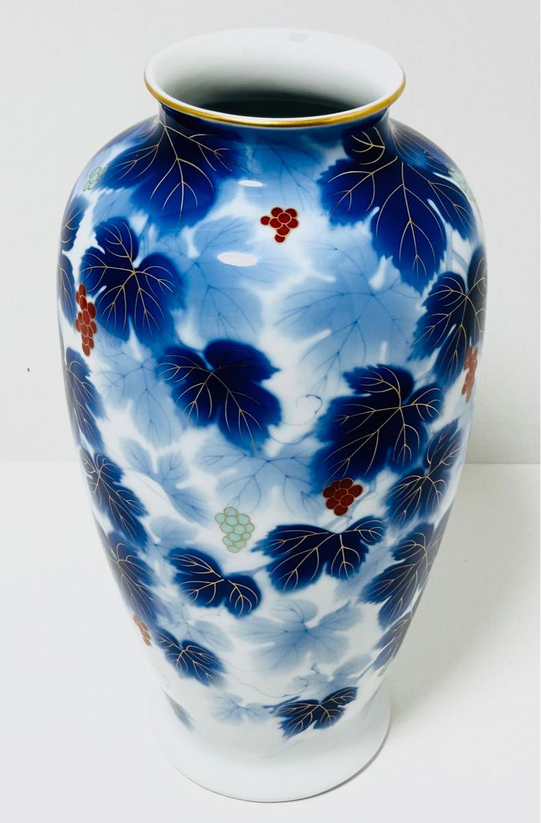 深川製磁 花瓶 金彩 瑠璃 葡萄 大型 飾り壺 14号 38cm|Yahoo 深川製磁 花瓶 金彩 瑠璃 葡萄 大型 飾り壺 14号 38cm|Yahoo