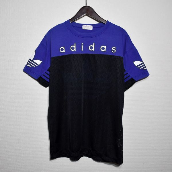 adidasアディダス メッシュ切替Tシャツ 90s デサント製_画像1