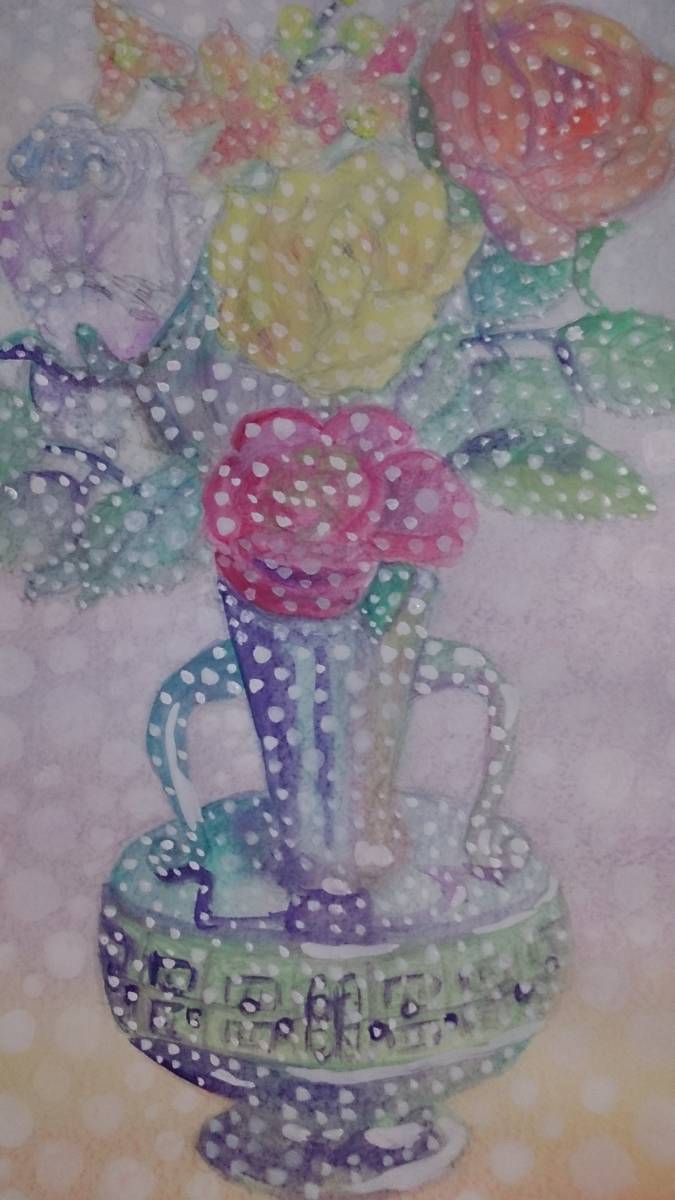 B5 size original hand-drawn illustrations green color. vase. flower 