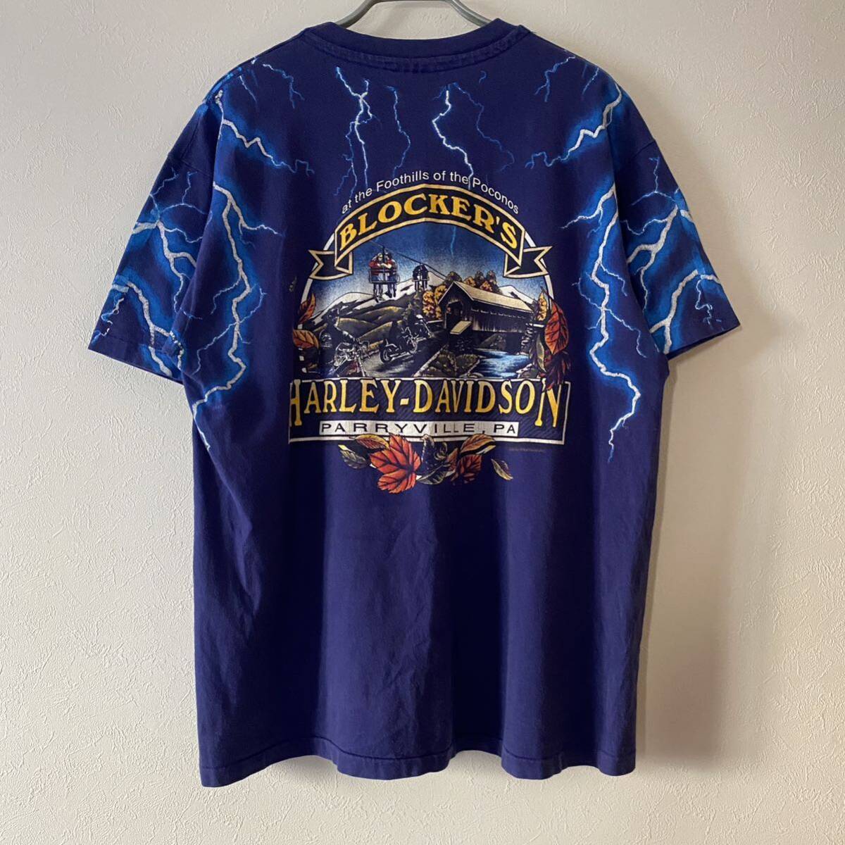 古着 90s Harley Davidson Lightning Tee L Navy ハーレー 古着 90s Harley Davidson Lightning Tee L Navy ハーレー