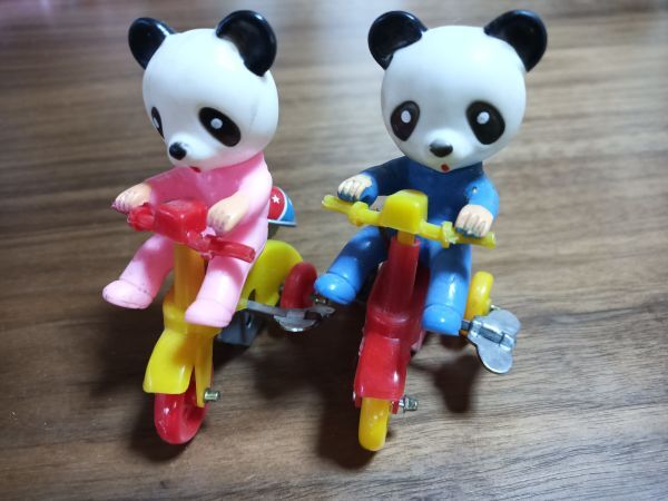 昭和レトロ YONE パンダ 三輪車 らんらん かんかん ブリキベル まとめて 当時物