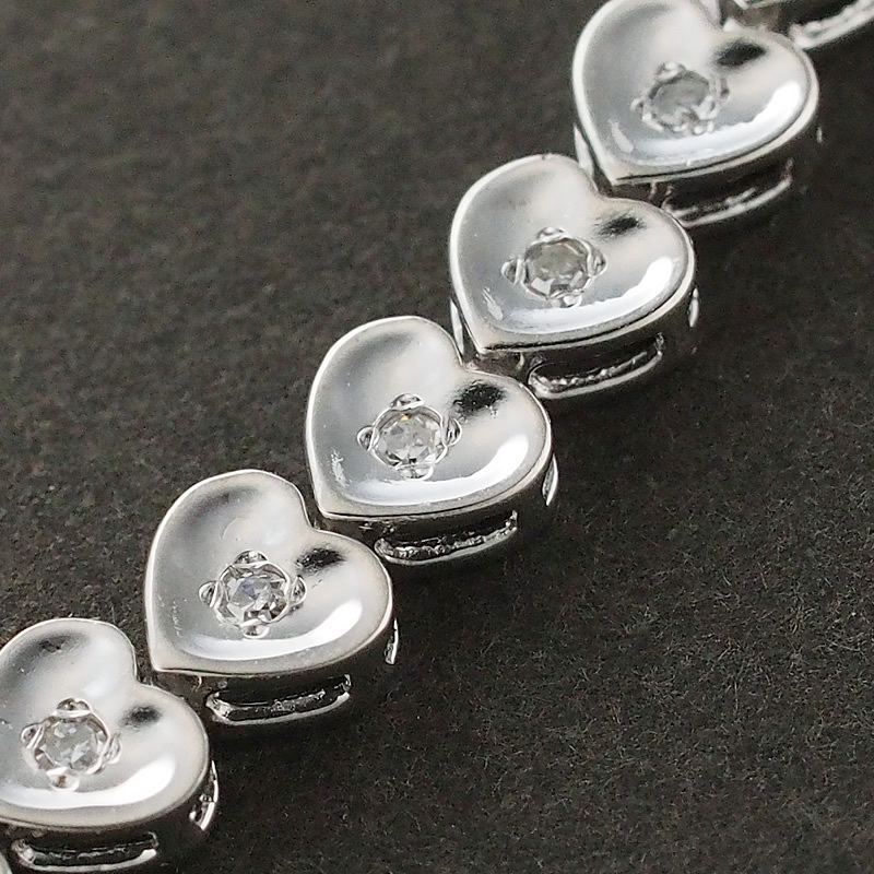 ダイヤモンド/0.31ct つづける ハート デザイン ブレスレット K14WG ダイヤモンド/0.31ct つづける ハート デザイン ブレスレット K14WG