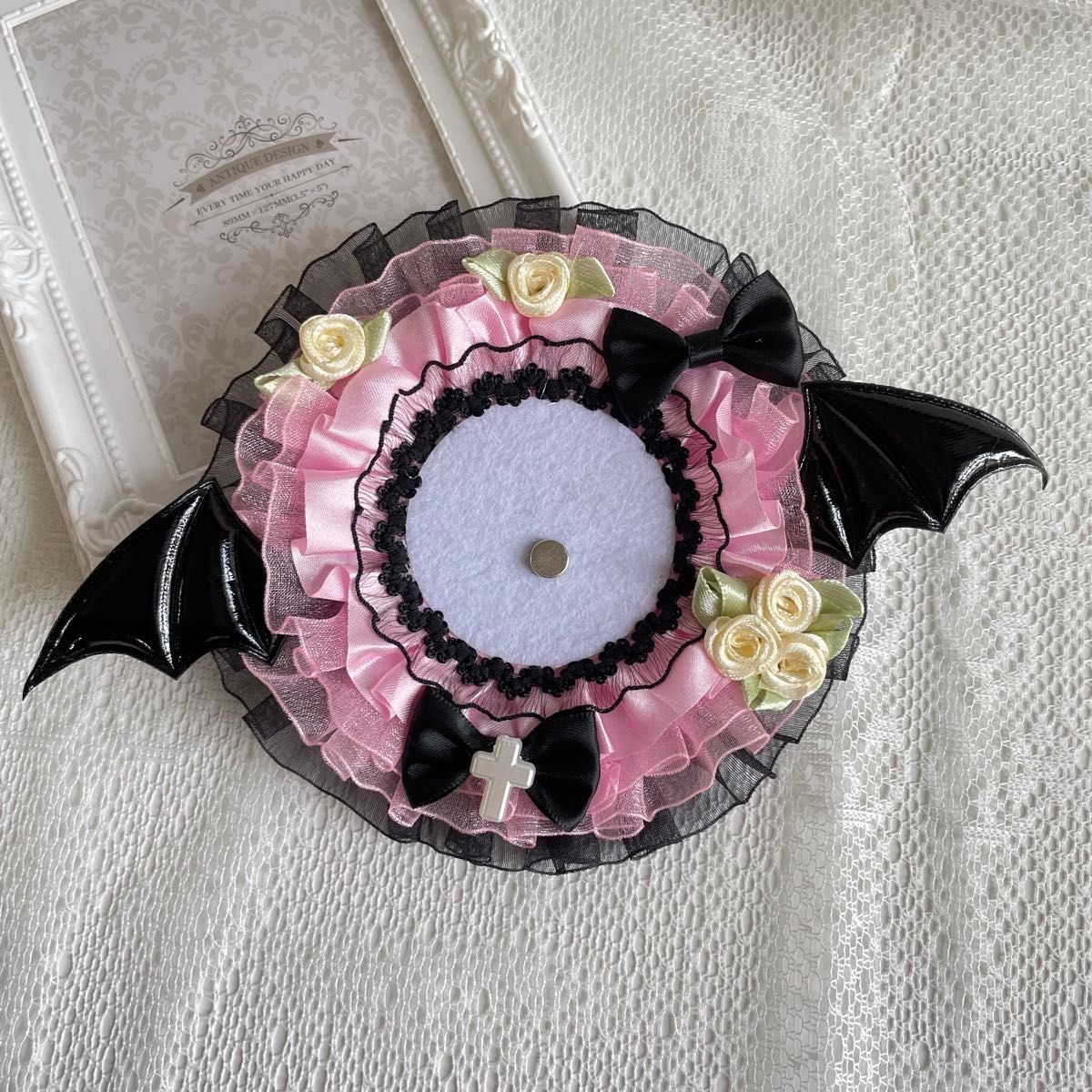 痛ロゼット ロゼット 天使 悪魔 猫 ネコ耳 ピンク 黒レース 羽 痛ロゼット ロゼット 天使 悪魔 猫 ネコ耳 ピンク 黒レース 羽
