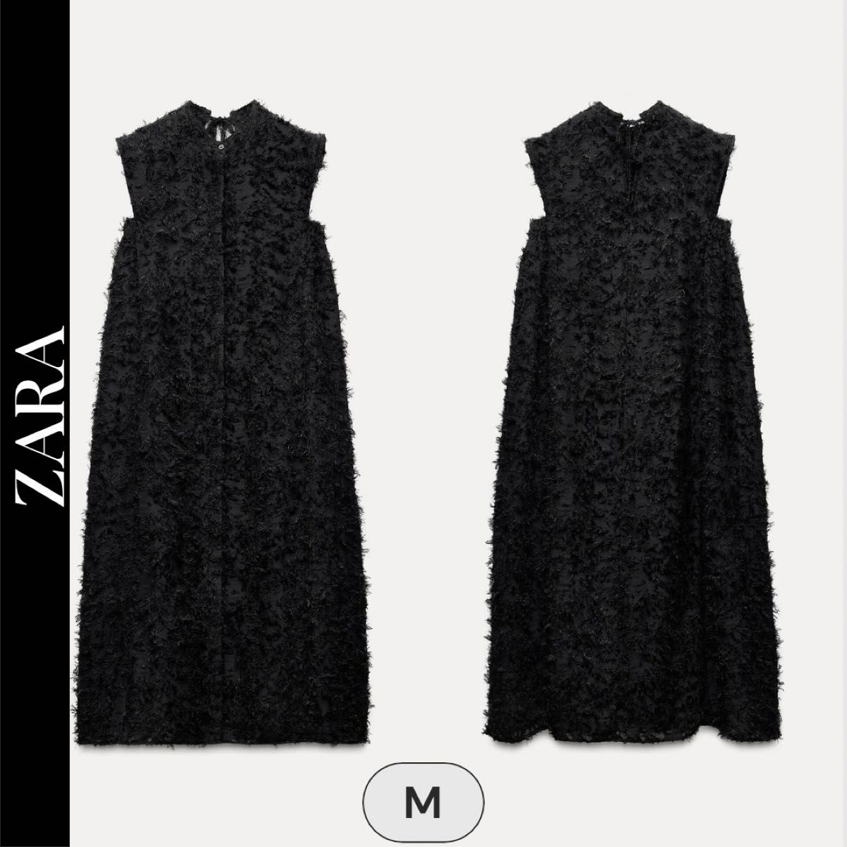 ZARA ザラ フリンジ付きボリュームミディ丈ワンピース|Yahoo ZARA ザラ フリンジ付きボリュームミディ丈ワンピース|Yahoo