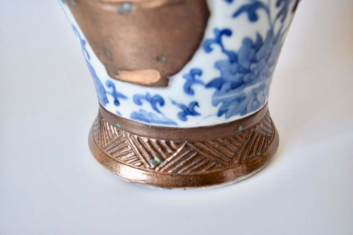 中国清時代 大清乾隆年製 唐物 花瓶 陶磁 陶器 染付 飾り壺 年代物 ３７cm