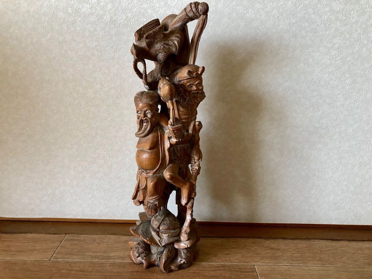 時代物　仙人 一本彫り　木彫 置物　４６ｃｍ_画像1