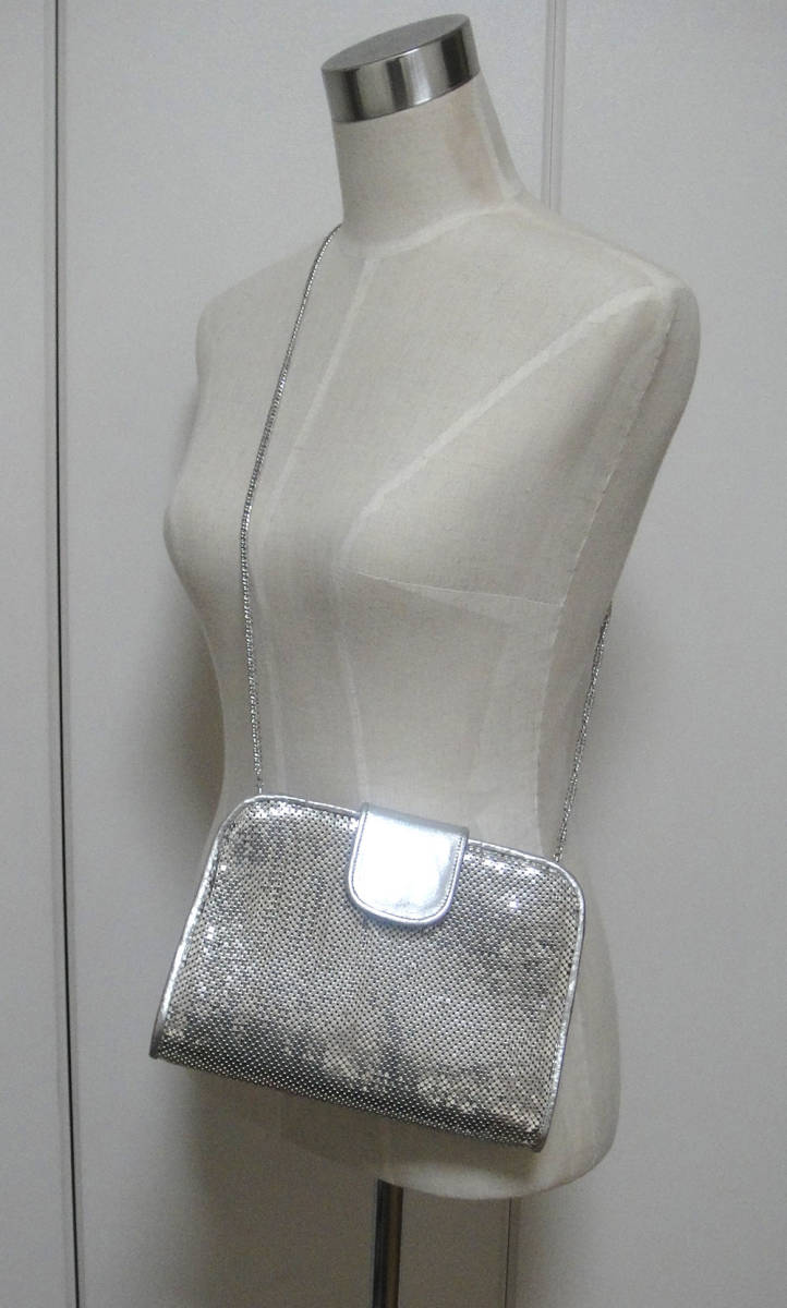 ki_040 party bag diagonal .. shoulder bag silver color Kirakira chain elegant beautiful goods special price 