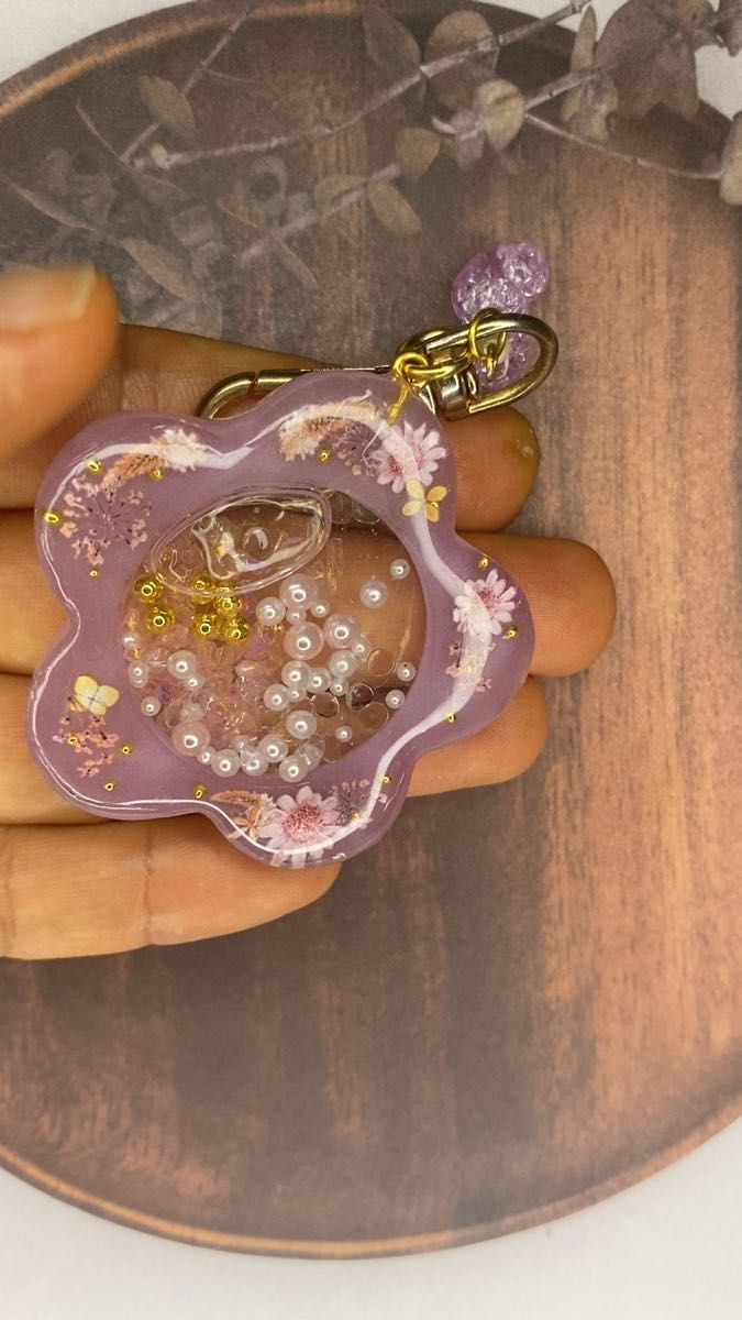オイル入りシェイカーキーホルダー くすみ系 パープル
