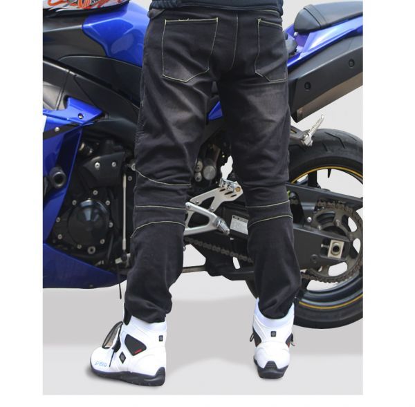新品SALE! レーシングパンツ デニム メンズ バイク用 ライダースズボン ジーンズ スマート ライディング プロテクター付き ブラック・3XL_画像6
