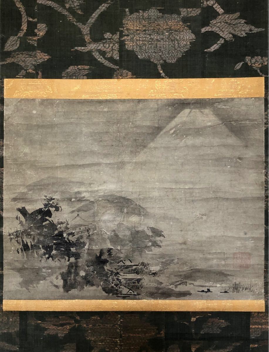 . snow boat [. sea . Fuji ]/ water ink picture landscape old . destruction .
