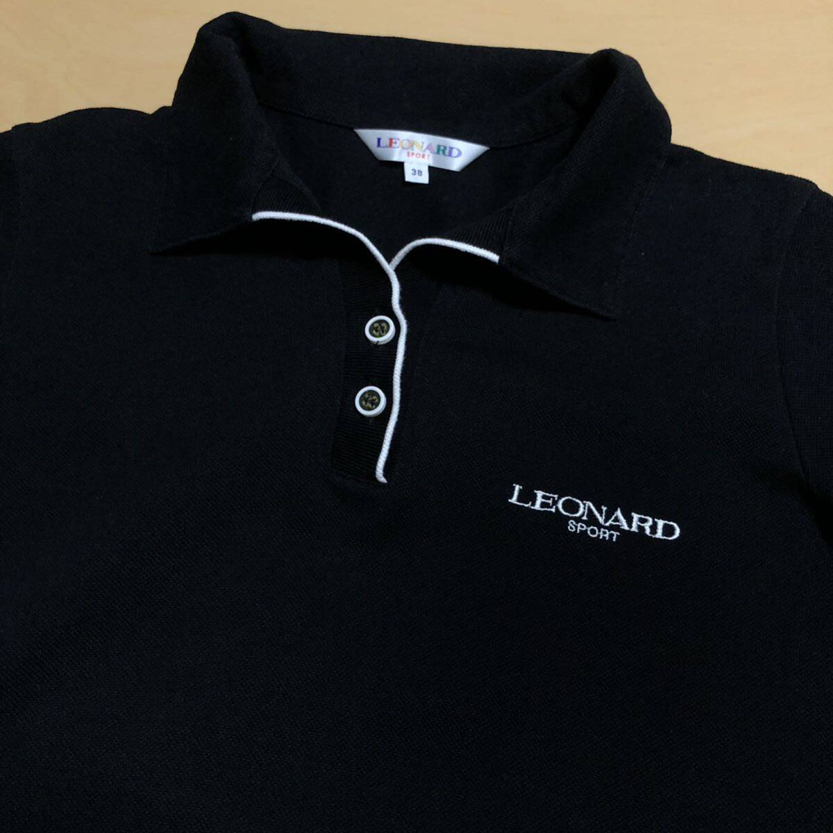 良品 LEONARD レオナール ポロシャツ レディース ブラック 38 良品 LEONARD レオナール ポロシャツ レディース ブラック 38
