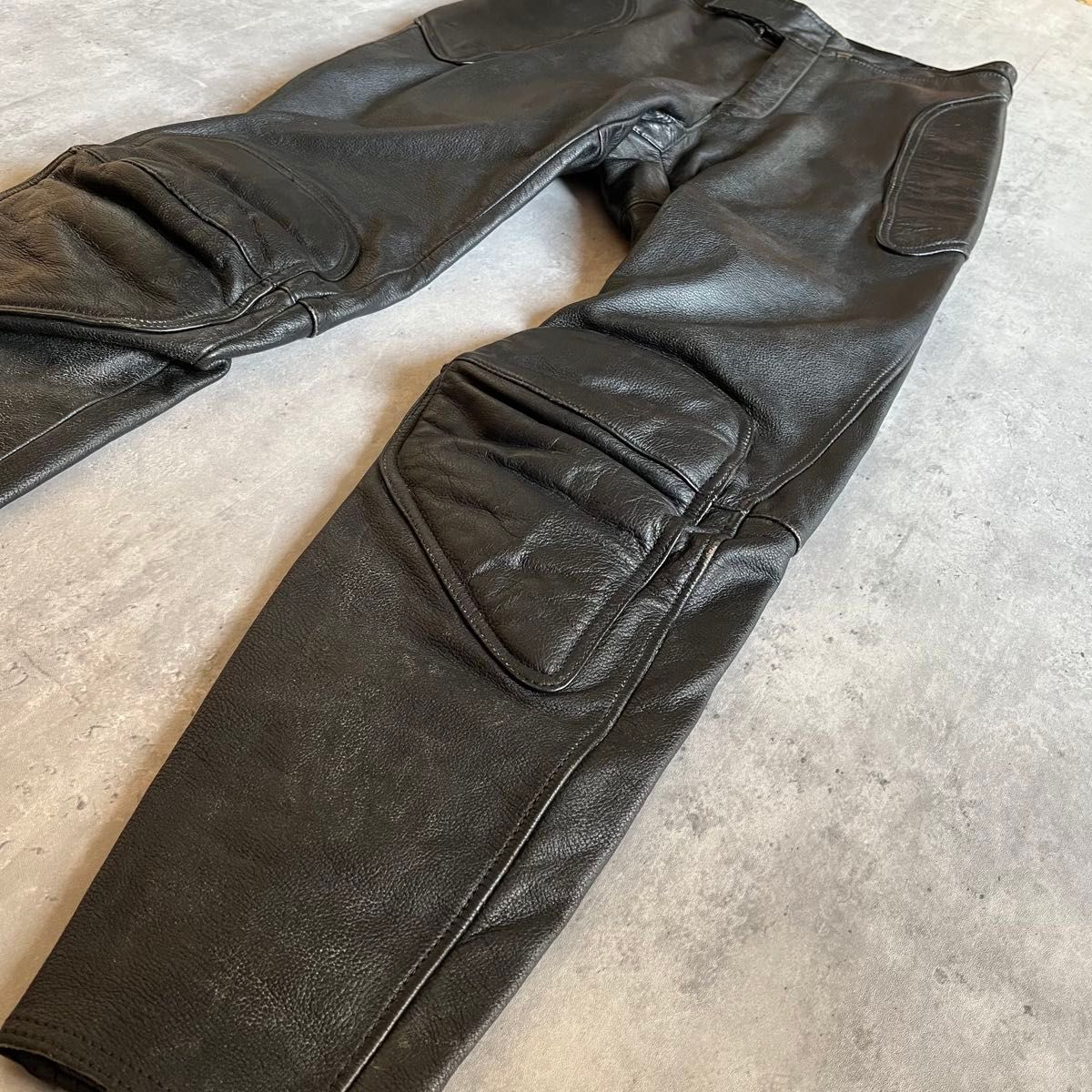 80s vintage】レザーパンツ 本革 膝パッド メッシュ バイカー 80s vintage】レザーパンツ 本革 膝パッド メッシュ バイカー
