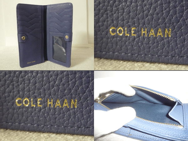 ☆美品☆　コールハーン　COLE HAAN　レザー　ライトブルー系　水色系　長財布　ロングウォレット　レディース