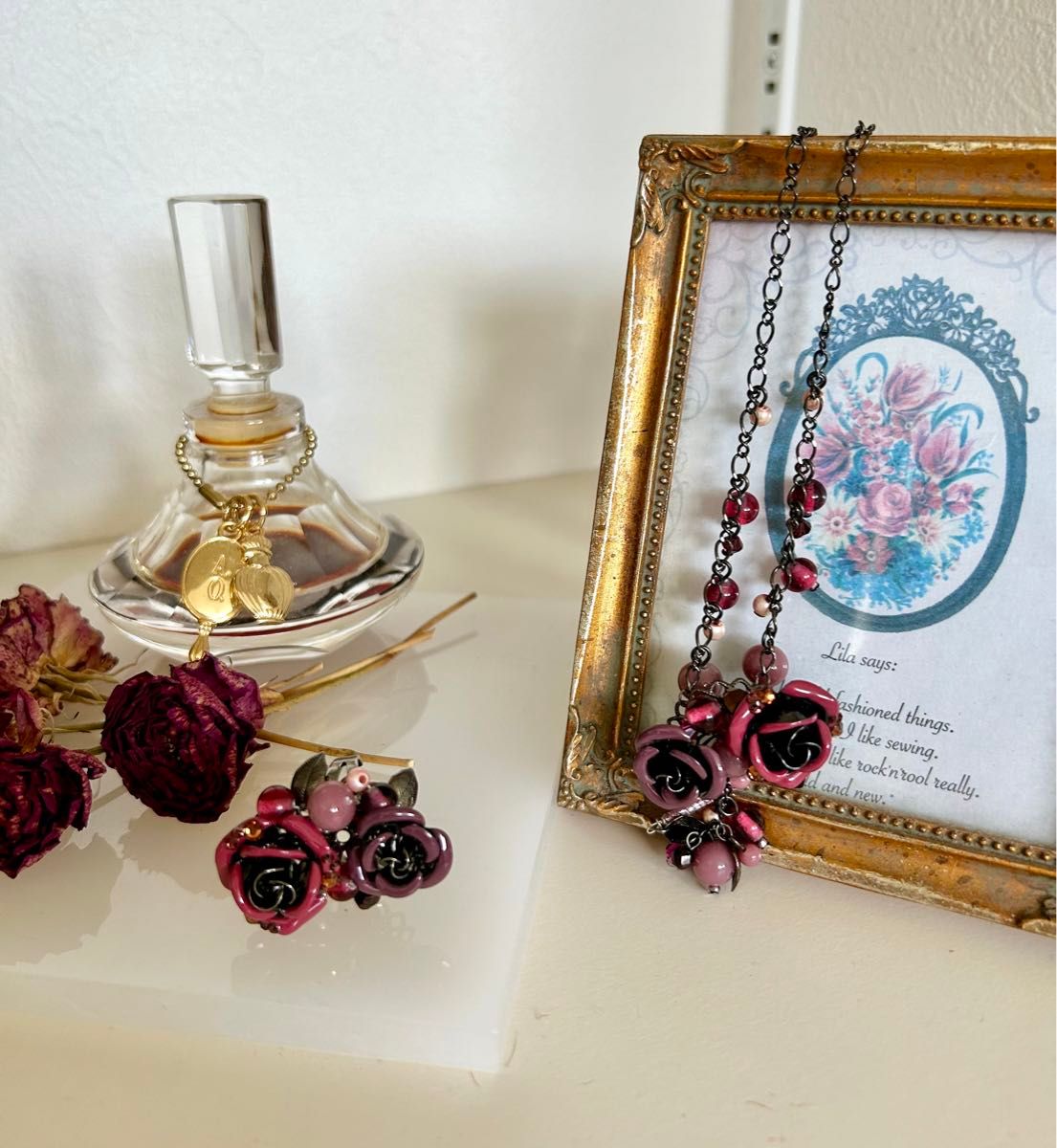 薔薇モチーフ ネックレス リング チャーム ペンダント 薔薇モチーフ ネックレス リング チャーム ペンダント