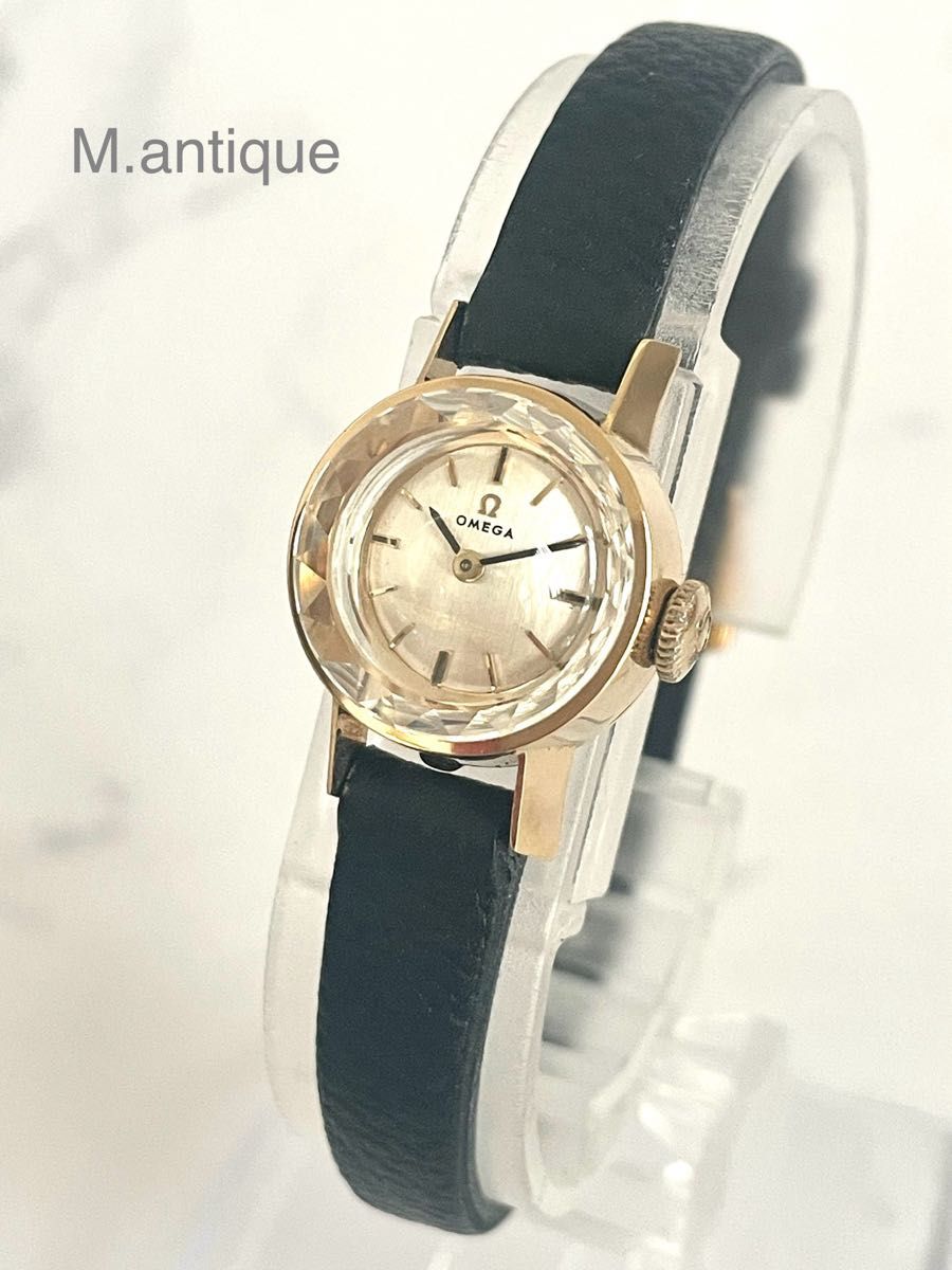 OH済】OMEGA オメガ カットガラス ゴールド手巻きアンティーク OH済】OMEGA オメガ カットガラス ゴールド手巻きアンティーク