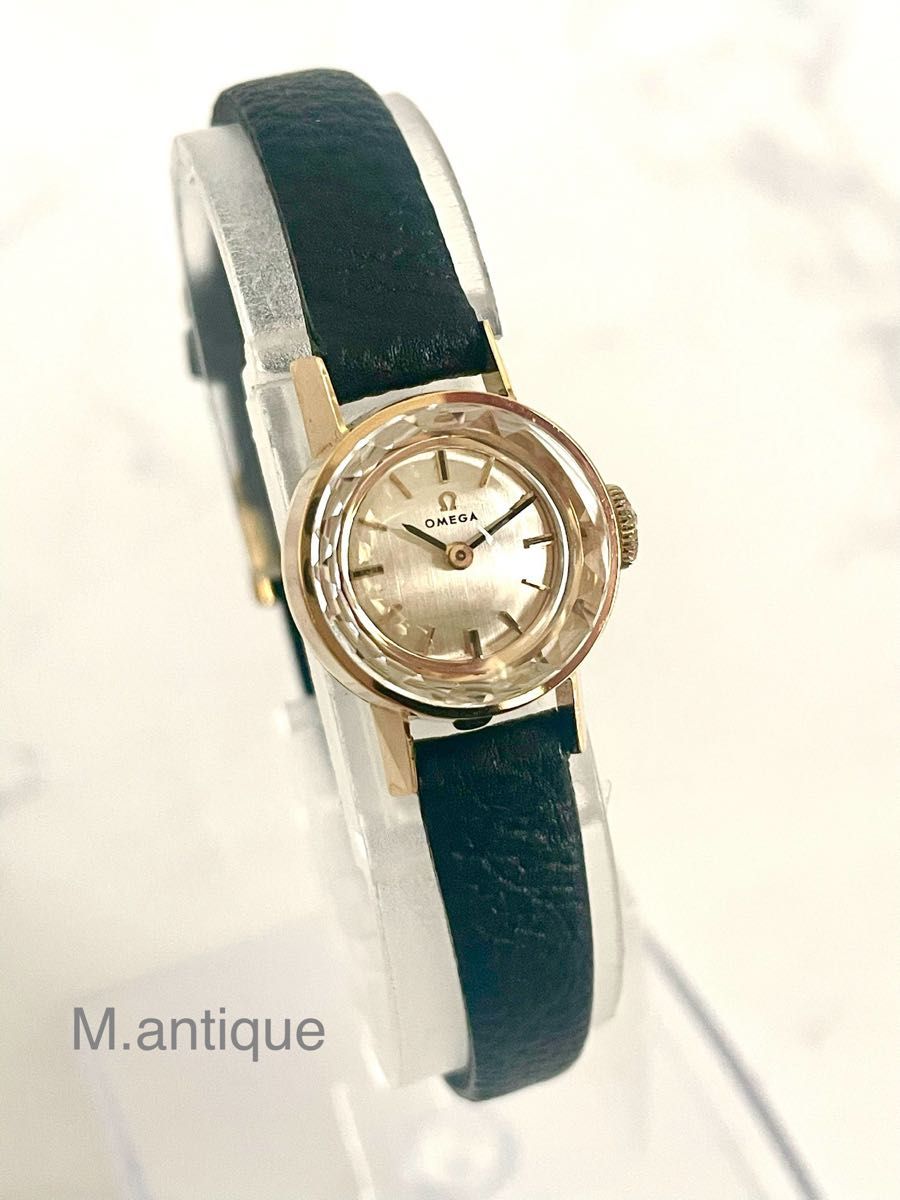 OH済】OMEGA オメガ カットガラス ゴールド手巻きアンティーク OH済】OMEGA オメガ カットガラス ゴールド手巻きアンティーク