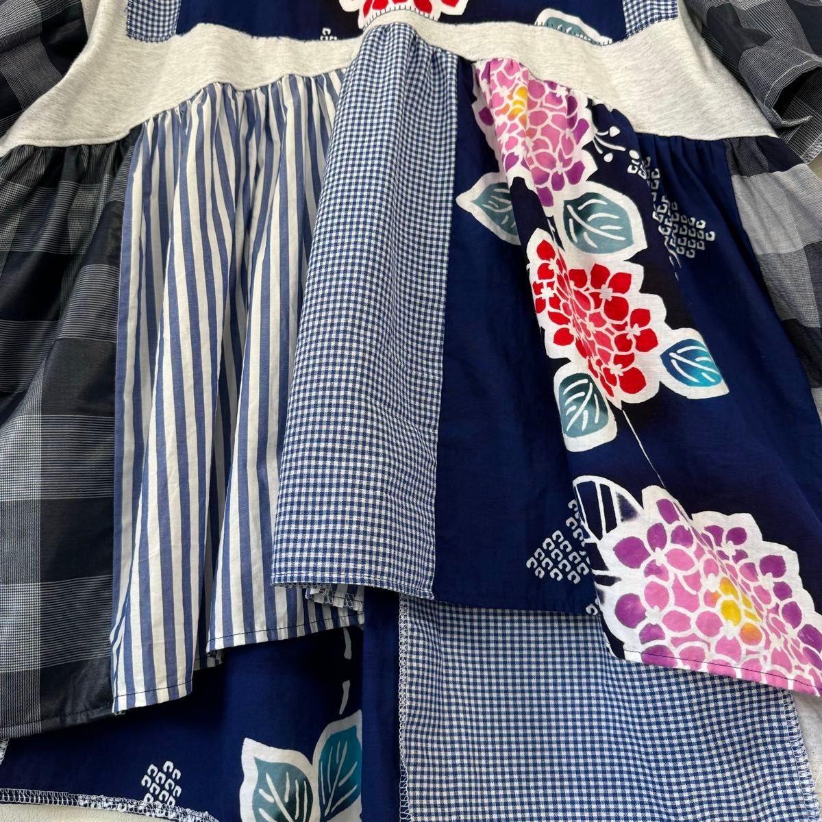 古着Tシャツ 浴衣リメイクチュニック 大きいサイズ ハンドメイド 古着Tシャツ 浴衣リメイクチュニック 大きいサイズ ハンドメイド