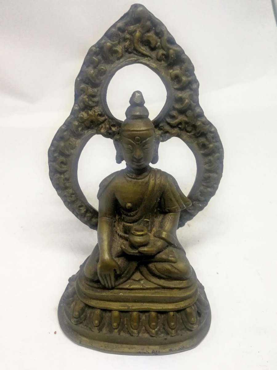 チベット 仏教美術 貴重 中国仏像 真鍮銅製 アンティーク ハンドメイド 60年以上前 高125幅80奥行58mm ラマ教密教 骨董送料無料西蔵ラサ