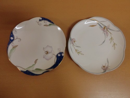 (30939)保谷謹製　ホヤ　和食器　銘々皿　胡蝶蘭　欄　皿　2枚セット　USED_写真の物が全てです