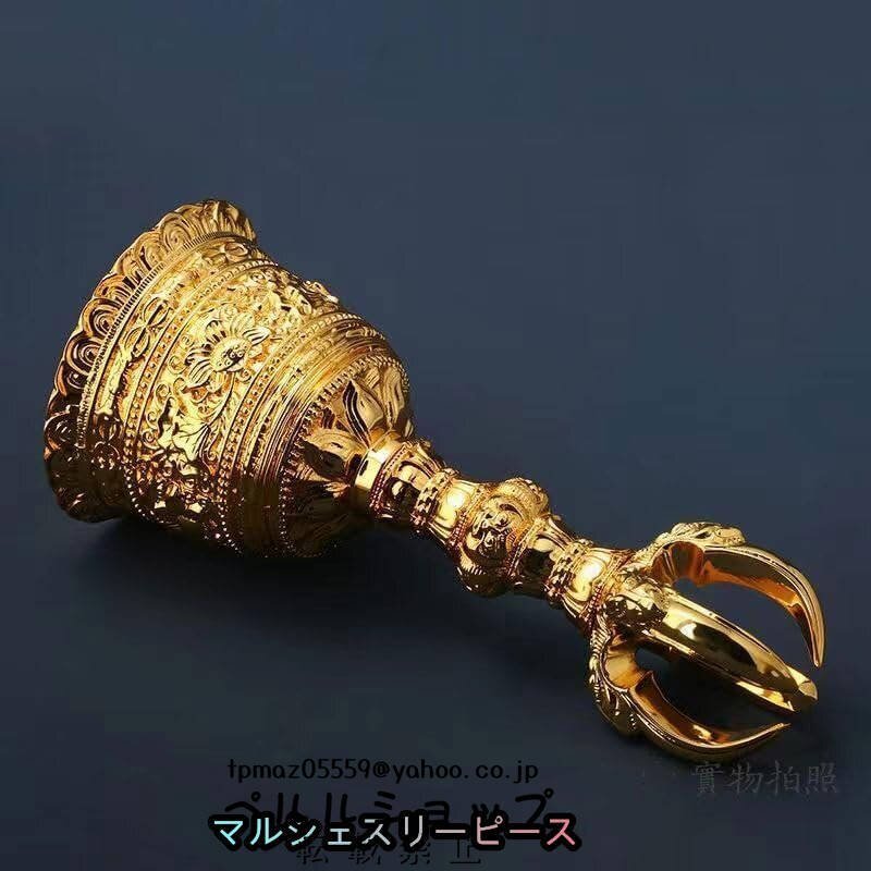 密教法具 寺院用仏具」鬼面型 金剛五鈷杵 青銅製磨き仕上げ 23cm 密教法具 寺院用仏具」鬼面型 金剛五鈷杵 青銅製磨き仕上げ 23cm