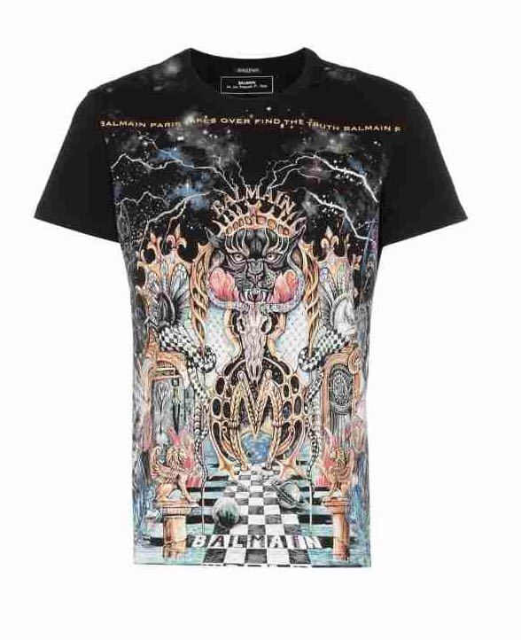 正規 新品 19SS BALMAIN バルマン DANGEROUS デンジャラス Tシャツ カットソー 黒 S_画像1