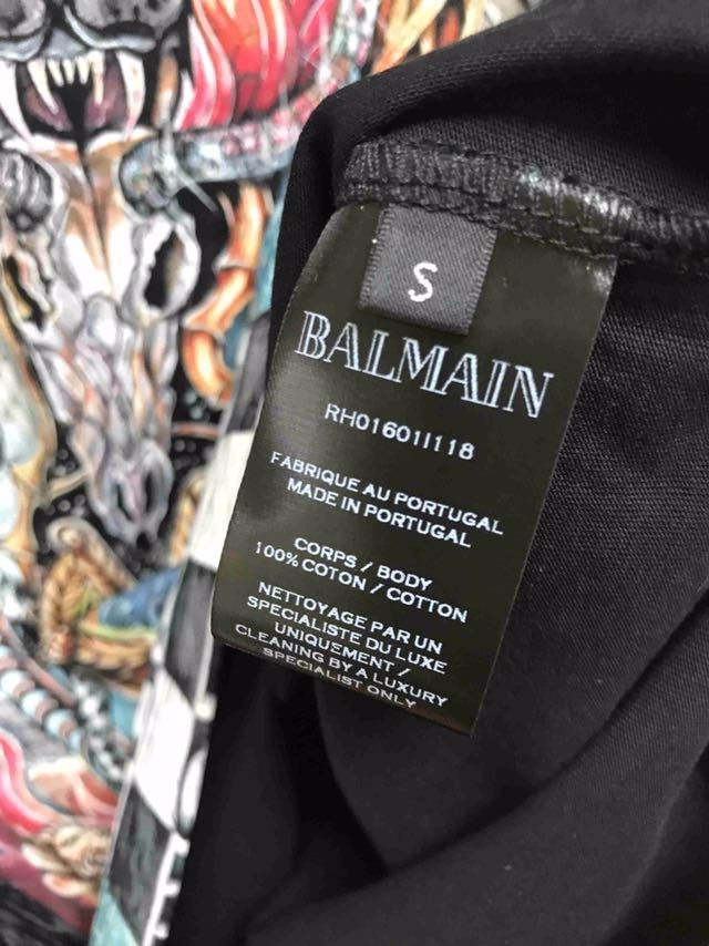  regular new goods 19SS BALMAIN Balmain DANGEROUS electromagnetic .las T-shirt cut and sewn black S