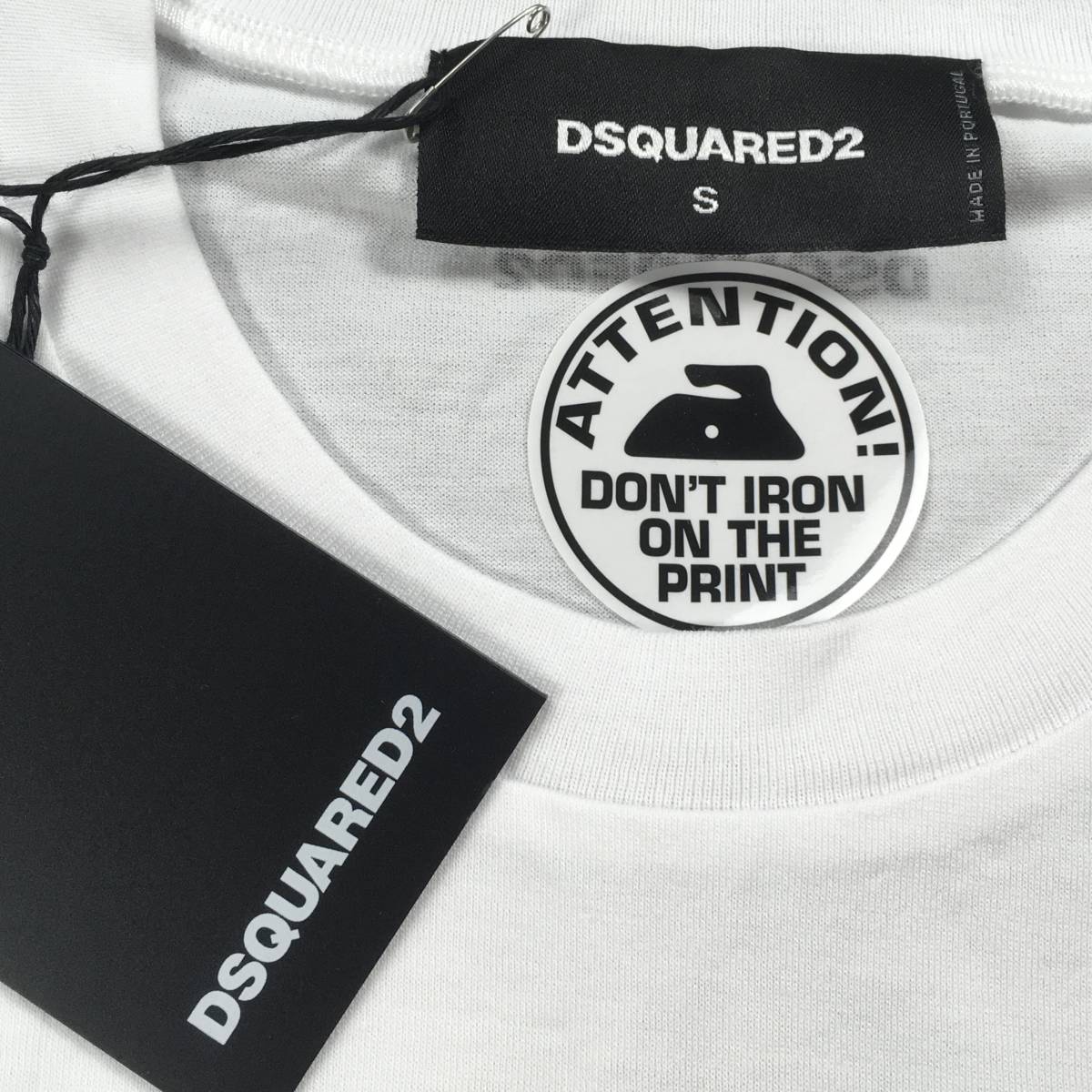 送料無料!! 2.7万【DSQUARED2 ディースクエアード】豪華プリント！存在感◎半袖Tシャツ S ホワイト SLIM 新品 ポルトガル製_画像2