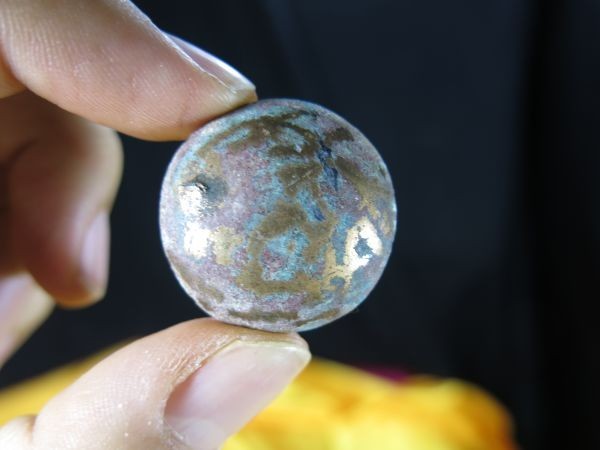 A　釦形金具①　漢時代　遺跡発掘品　古代中国　金工　副葬品　緑青　文化財　青銅